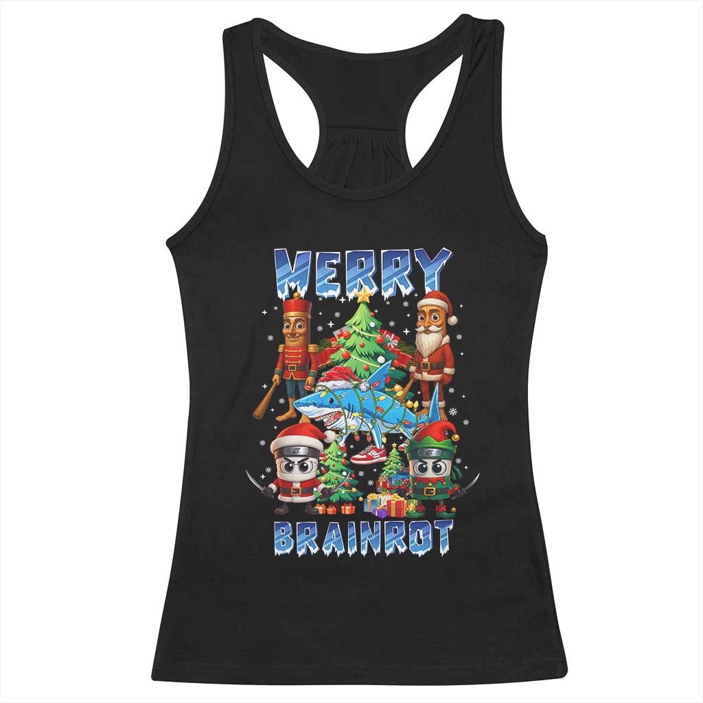 Funny Italian Brainrot Meme Christmas Racerback Tank Top Merry Brainrot Xmas Gen Alpha TS11 Black Print Your Wear