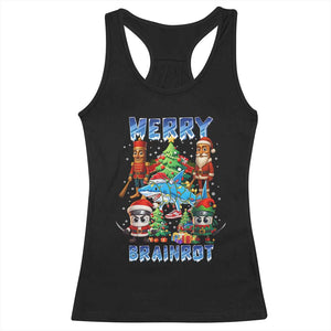 Funny Italian Brainrot Meme Christmas Racerback Tank Top Merry Brainrot Xmas Gen Alpha TS11 Black Print Your Wear