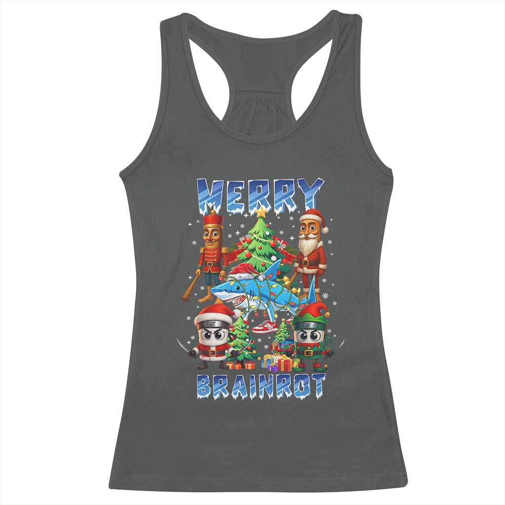 Funny Italian Brainrot Meme Christmas Racerback Tank Top Merry Brainrot Xmas Gen Alpha TS11 Dark Heather Print Your Wear