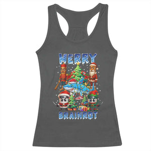 Funny Italian Brainrot Meme Christmas Racerback Tank Top Merry Brainrot Xmas Gen Alpha TS11 Dark Heather Print Your Wear
