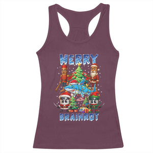 Funny Italian Brainrot Meme Christmas Racerback Tank Top Merry Brainrot Xmas Gen Alpha TS11 Maroon Print Your Wear
