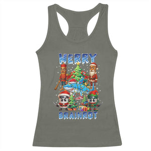 Funny Italian Brainrot Meme Christmas Racerback Tank Top Merry Brainrot Xmas Gen Alpha TS11 Military Green Print Your Wear