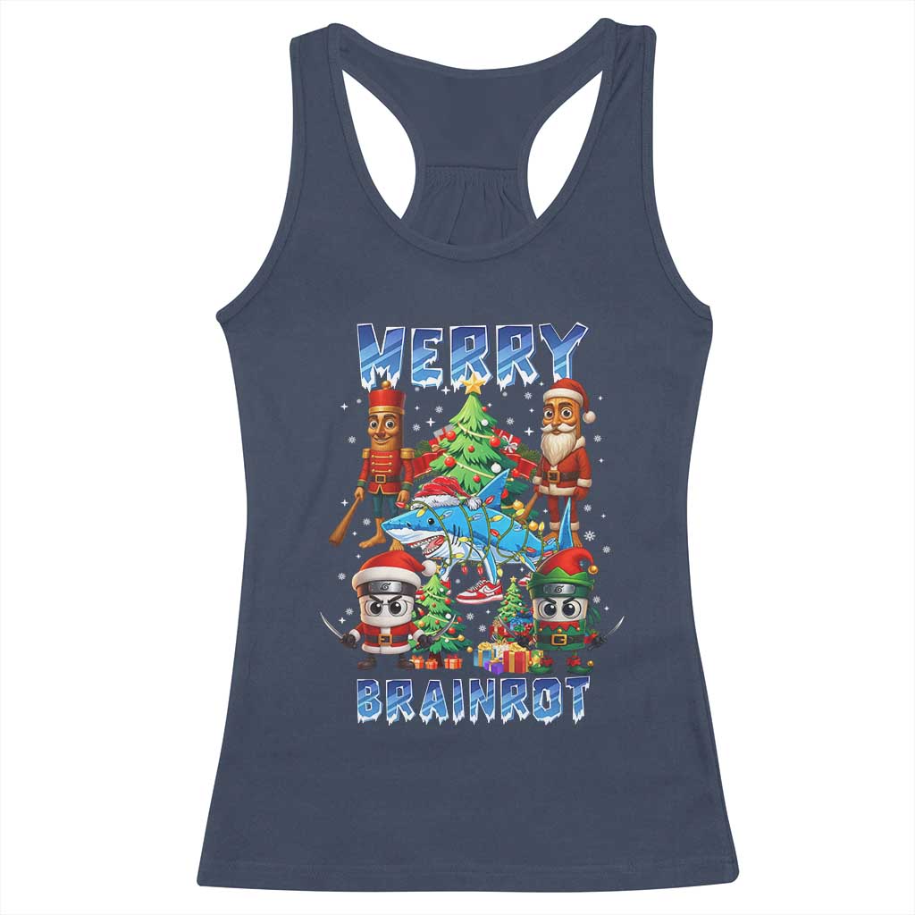 Funny Italian Brainrot Meme Christmas Racerback Tank Top Merry Brainrot Xmas Gen Alpha TS11 Navy Print Your Wear