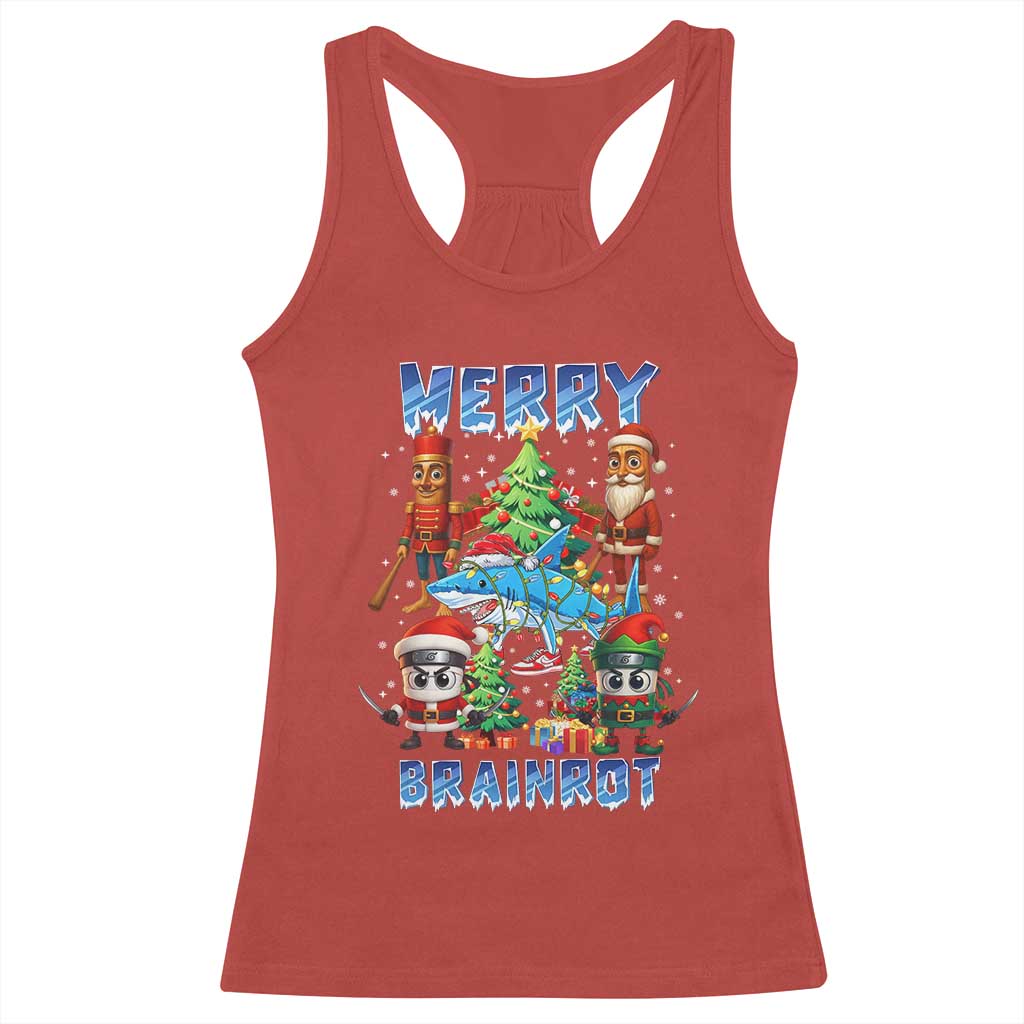 Funny Italian Brainrot Meme Christmas Racerback Tank Top Merry Brainrot Xmas Gen Alpha TS11 Red Print Your Wear