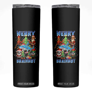 Funny Italian Brainrot Meme Christmas Skinny Tumbler Merry Brainrot Xmas Gen Alpha TS11 Black Print Your Wear