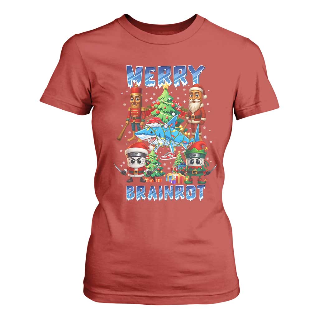 Funny Italian Brainrot Meme Christmas T Shirt For Women Merry Brainrot Xmas Gen Alpha TS11 Red Print Your Wear