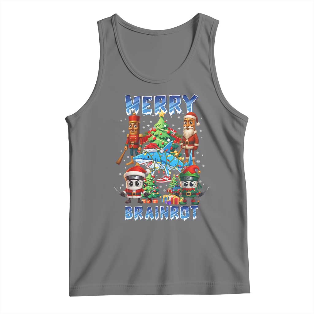 Funny Italian Brainrot Meme Christmas Tank Top Merry Brainrot Xmas Gen Alpha TS11 Black Heather Print Your Wear