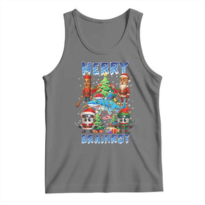 Funny Italian Brainrot Meme Christmas Tank Top Merry Brainrot Xmas Gen Alpha TS11 Black Heather Print Your Wear