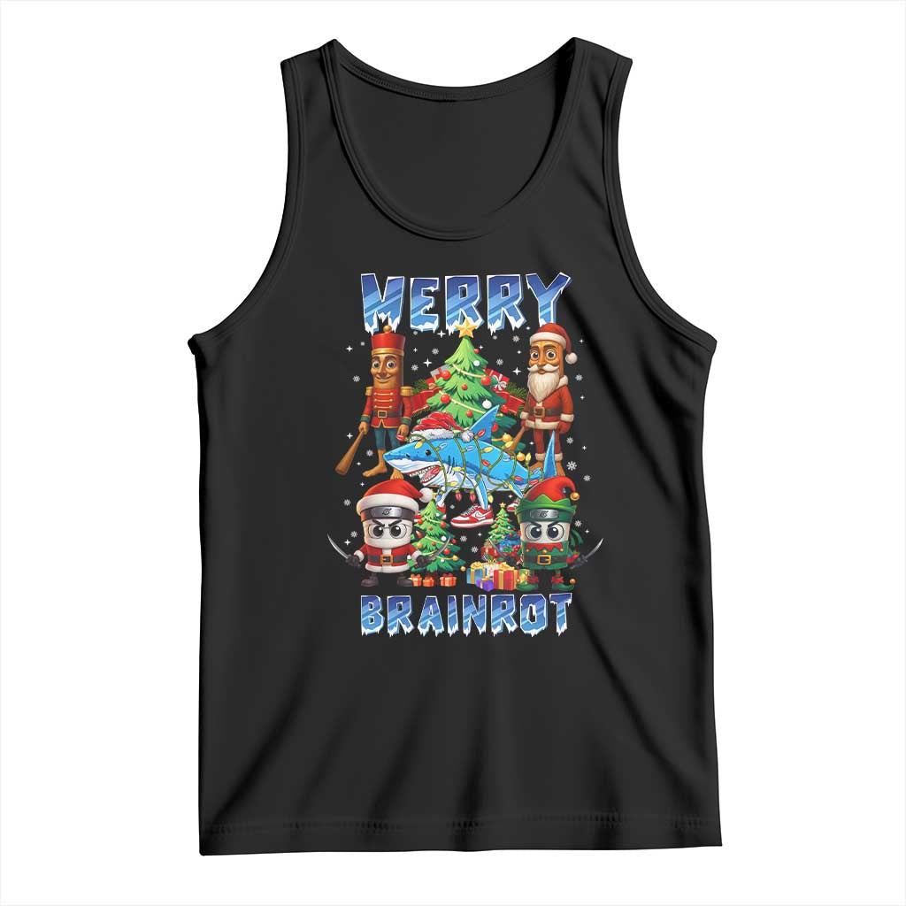 Funny Italian Brainrot Meme Christmas Tank Top Merry Brainrot Xmas Gen Alpha TS11 Black Print Your Wear