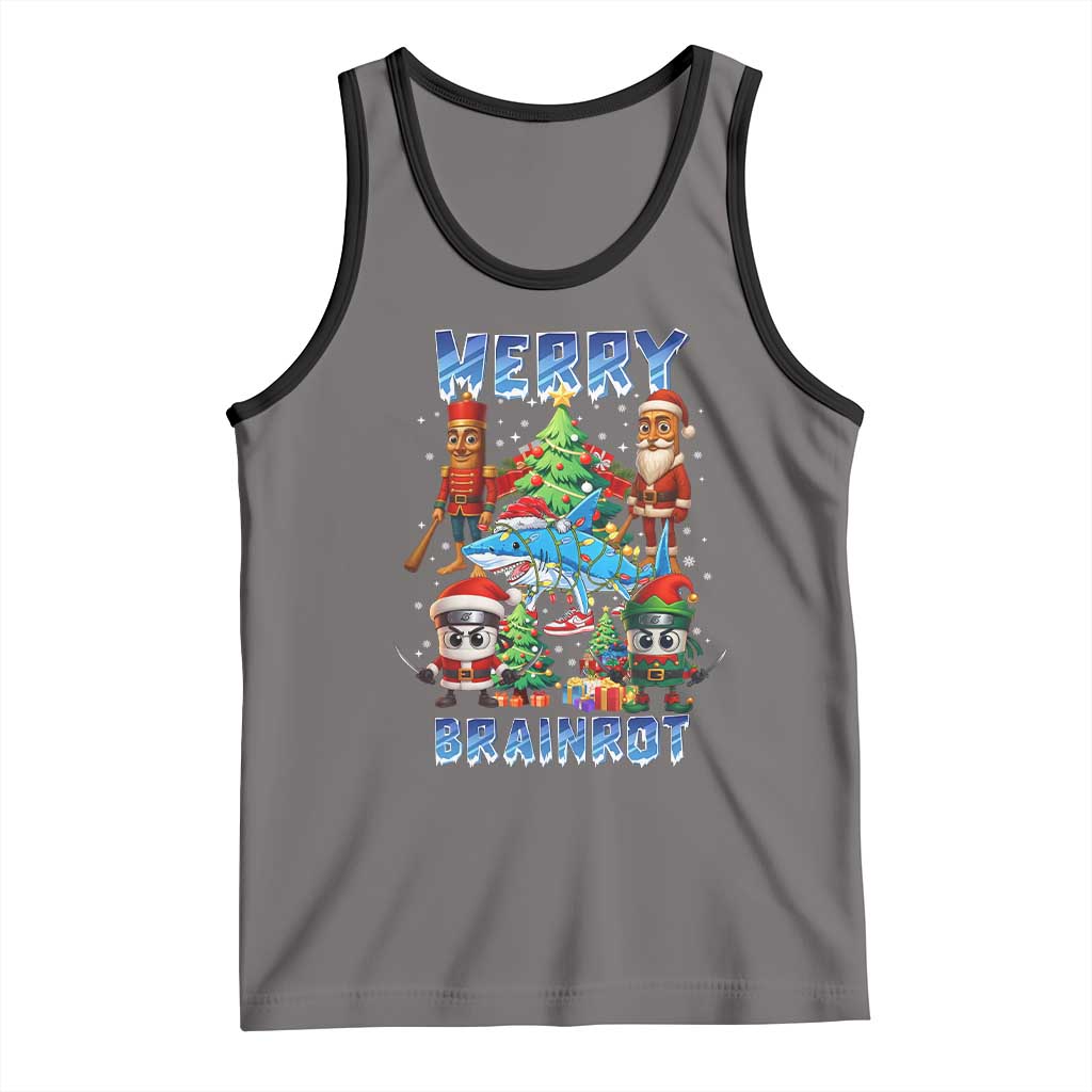 Funny Italian Brainrot Meme Christmas Tank Top Merry Brainrot Xmas Gen Alpha TS11 Deep Heather Black Print Your Wear