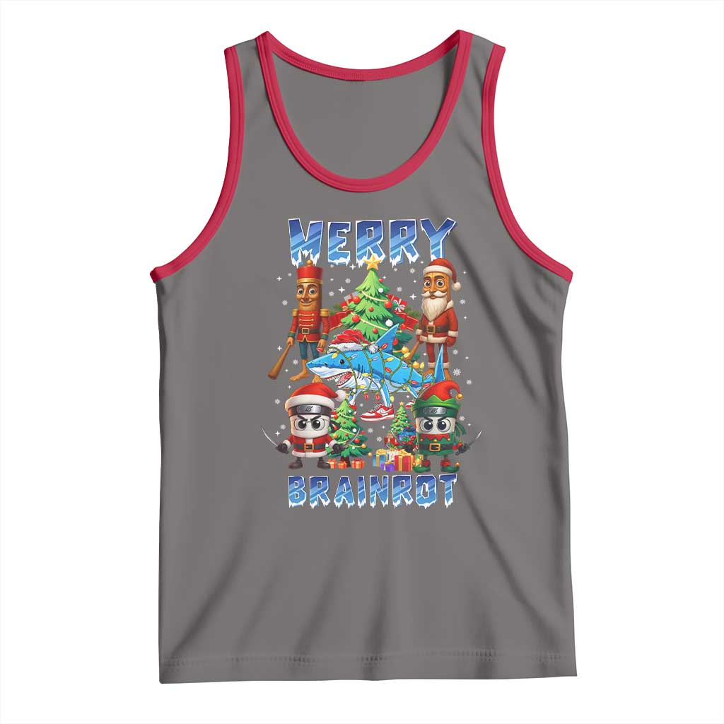 Funny Italian Brainrot Meme Christmas Tank Top Merry Brainrot Xmas Gen Alpha TS11 Deep Heather Red Print Your Wear