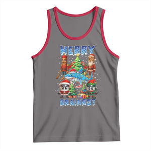 Funny Italian Brainrot Meme Christmas Tank Top Merry Brainrot Xmas Gen Alpha TS11 Deep Heather Red Print Your Wear