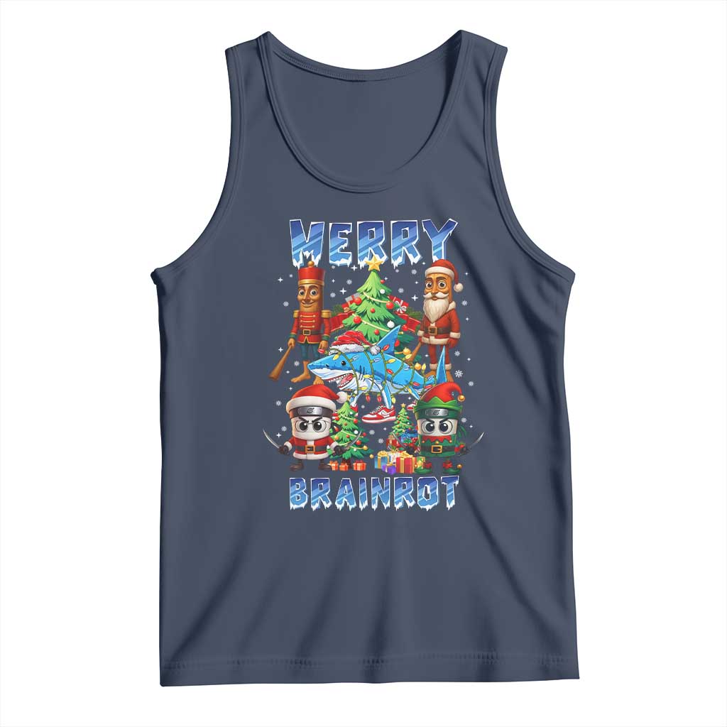Funny Italian Brainrot Meme Christmas Tank Top Merry Brainrot Xmas Gen Alpha TS11 Navy Print Your Wear