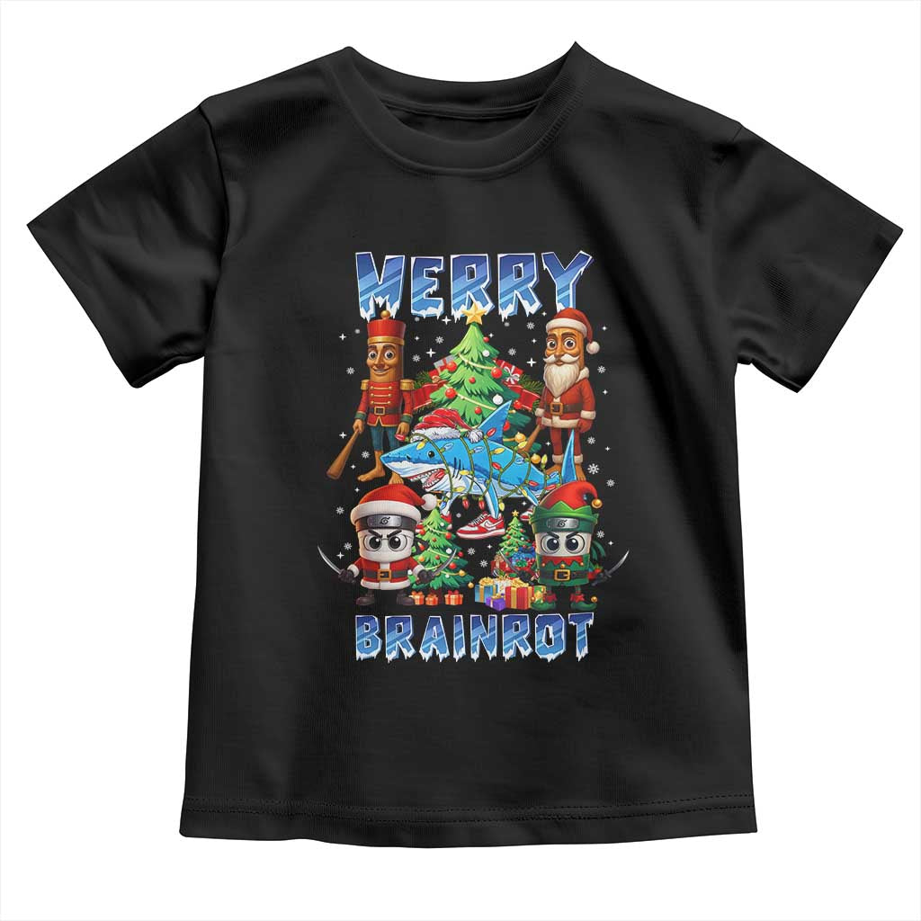Funny Italian Brainrot Meme Christmas Toddler T Shirt Merry Brainrot Xmas Gen Alpha TS11 Black Print Your Wear