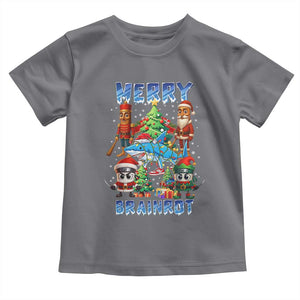 Funny Italian Brainrot Meme Christmas Toddler T Shirt Merry Brainrot Xmas Gen Alpha TS11 Charcoal Print Your Wear