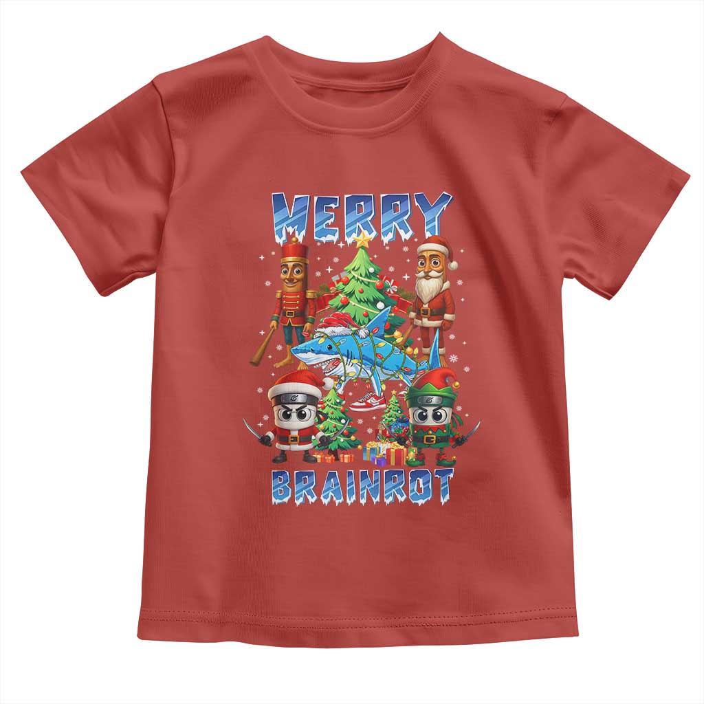 Funny Italian Brainrot Meme Christmas Toddler T Shirt Merry Brainrot Xmas Gen Alpha TS11 Red Print Your Wear