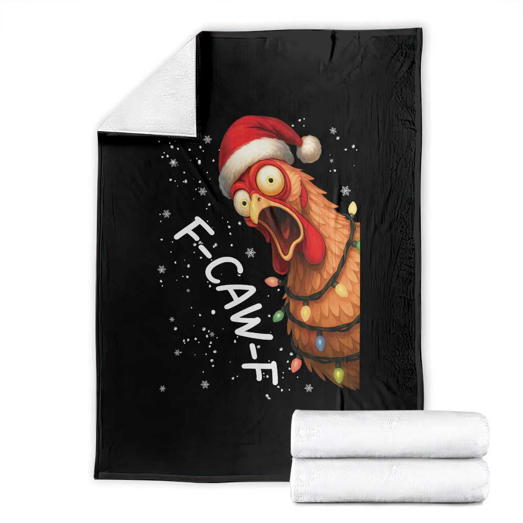 Funny F Caw F Chicken Christmas Throw Blanket Xmas Rooster Meme Santa Hat TS11 Black Print Your Wear
