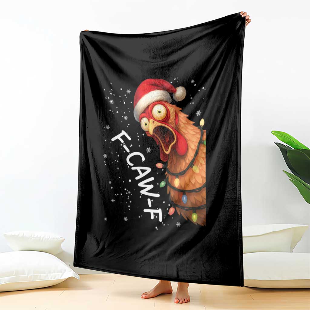 Funny F Caw F Chicken Christmas Throw Blanket Xmas Rooster Meme Santa Hat TS11 Print Your Wear