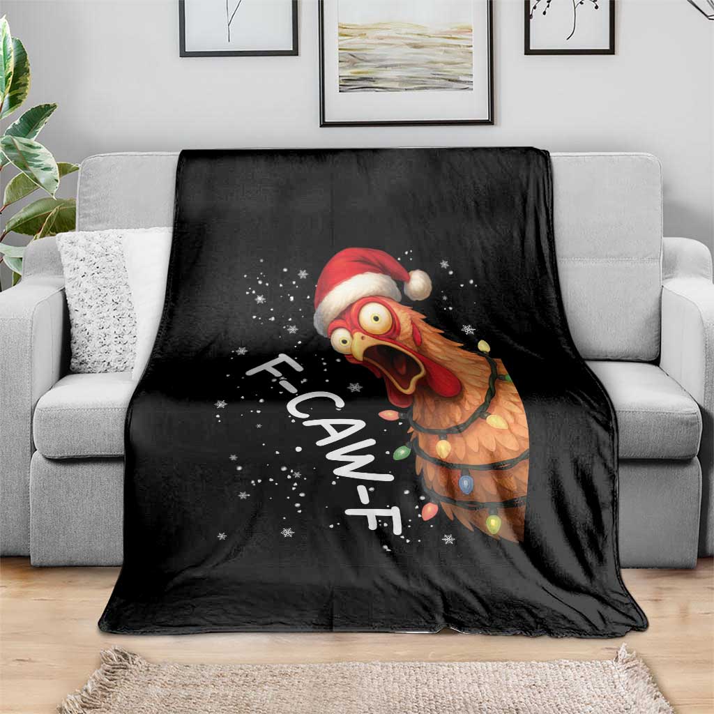 Funny F Caw F Chicken Christmas Throw Blanket Xmas Rooster Meme Santa Hat TS11 Print Your Wear