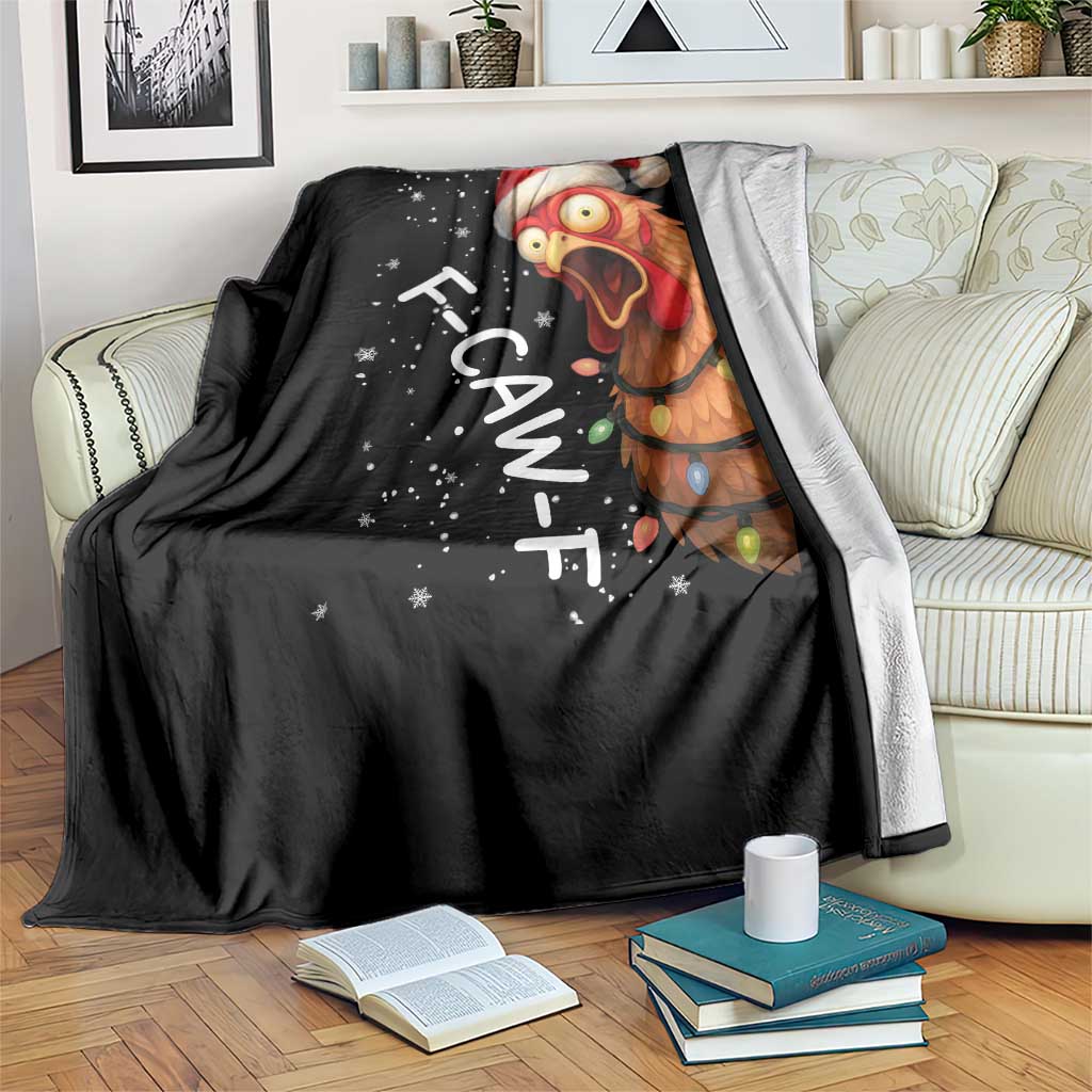 Funny F Caw F Chicken Christmas Throw Blanket Xmas Rooster Meme Santa Hat TS11 Print Your Wear