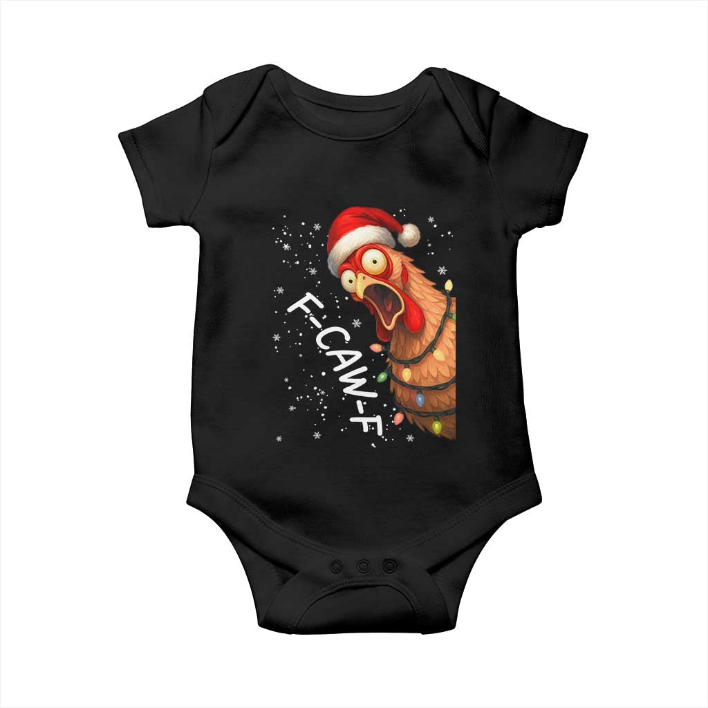 Funny F Caw F Chicken Christmas Baby Onesie Xmas Rooster Meme Santa Hat TS11 Black Print Your Wear