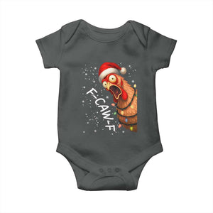 Funny F Caw F Chicken Christmas Baby Onesie Xmas Rooster Meme Santa Hat TS11 Dark Heather Print Your Wear