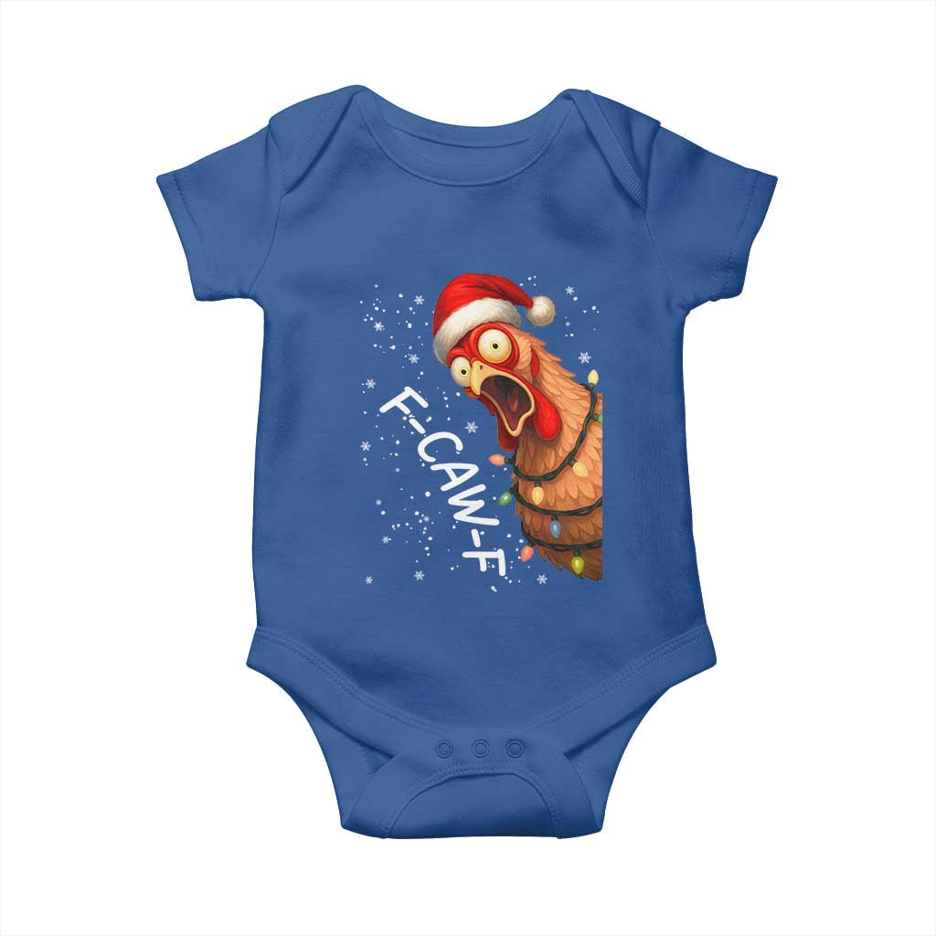 Funny F Caw F Chicken Christmas Baby Onesie Xmas Rooster Meme Santa Hat TS11 Royal Blue Print Your Wear