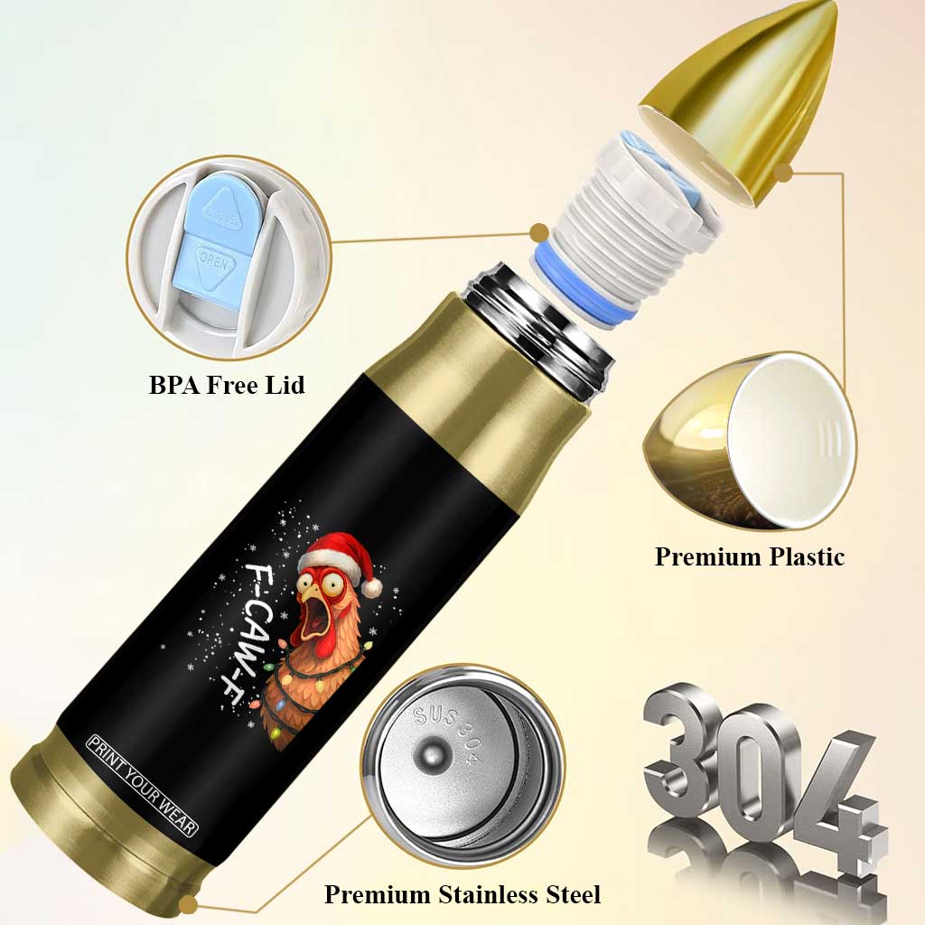 Funny F Caw F Chicken Christmas Bullet Tumbler Xmas Rooster Meme Santa Hat TS11 Print Your Wear