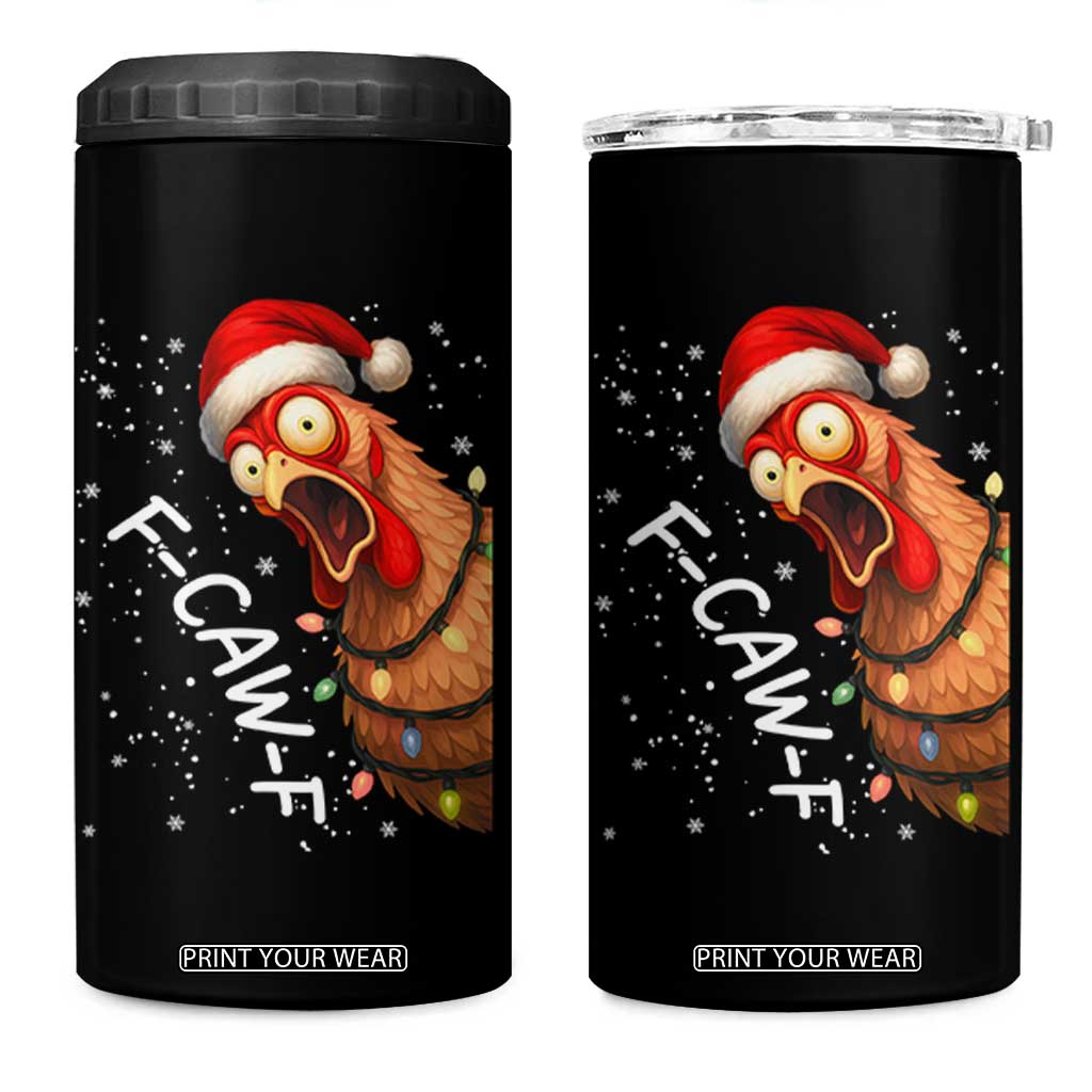 Funny F Caw F Chicken Christmas 4 in 1 Can Cooler Tumbler Xmas Rooster Meme Santa Hat TS11 One Size: 16 oz Black Print Your Wear