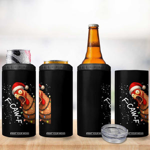 Funny F Caw F Chicken Christmas 4 in 1 Can Cooler Tumbler Xmas Rooster Meme Santa Hat TS11 Print Your Wear