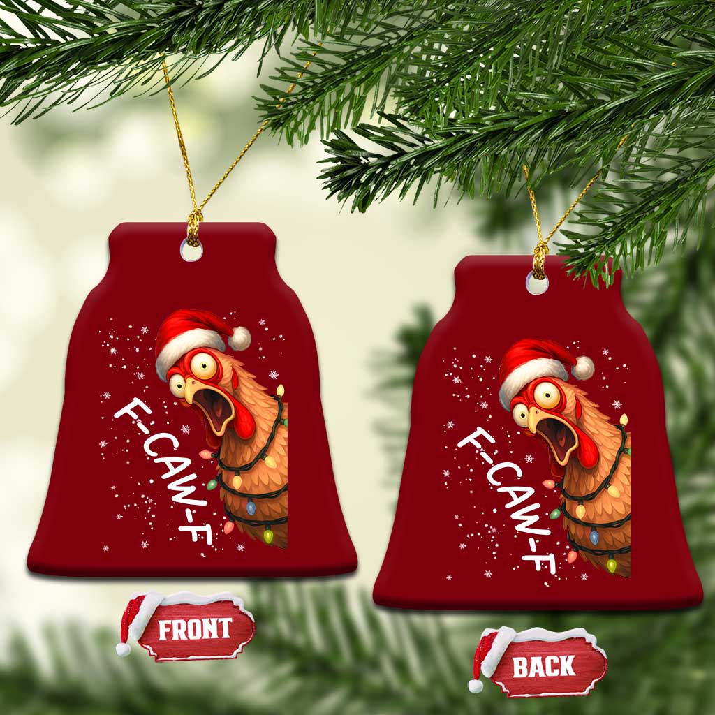 Funny F Caw F Chicken Christmas Ceramic Ornament Xmas Rooster Meme Santa Hat TS11 Print Your Wear