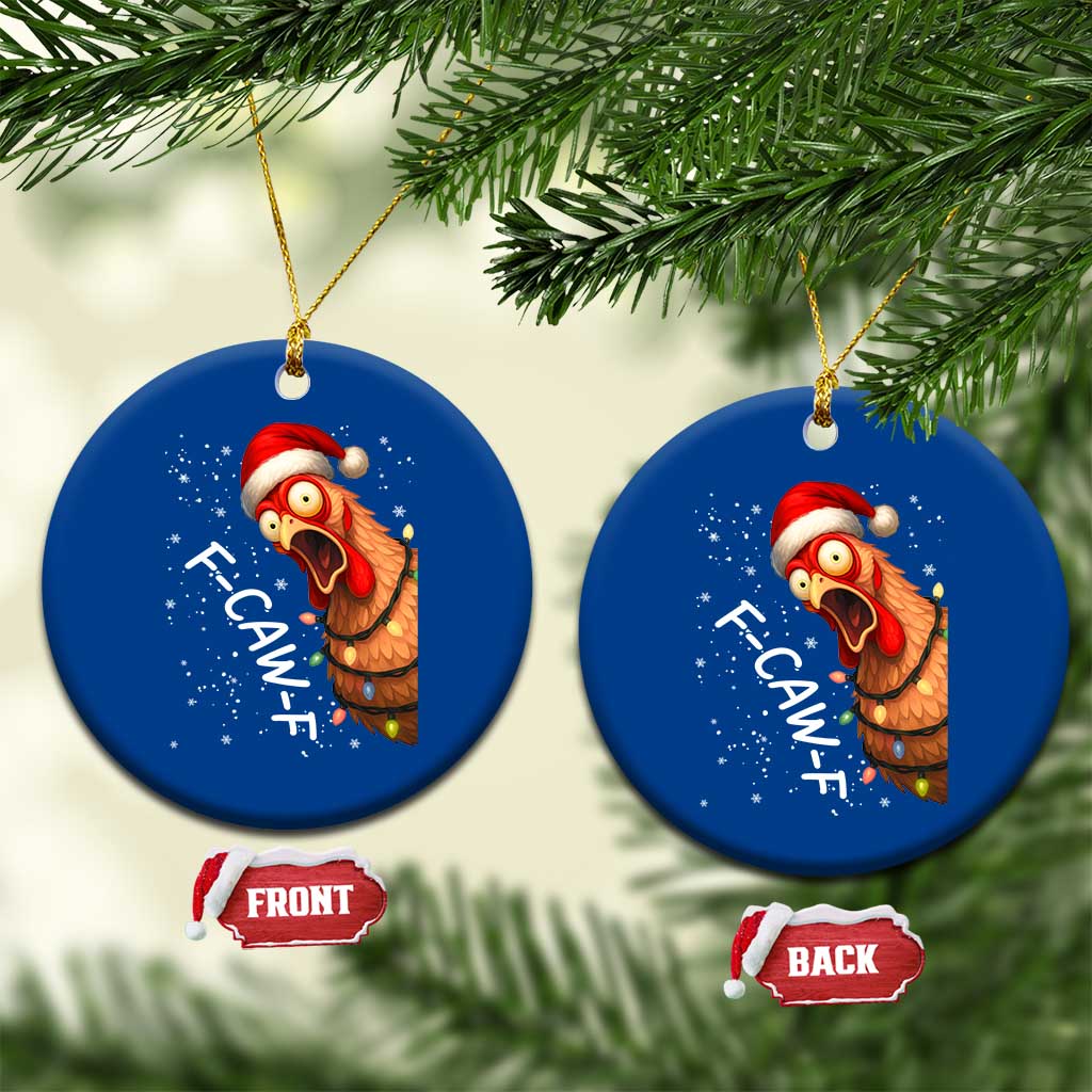 Funny F Caw F Chicken Christmas Ceramic Ornament Xmas Rooster Meme Santa Hat TS11 1pc Blue Print Your Wear