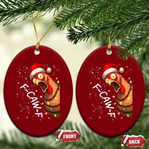 Funny F Caw F Chicken Christmas Ceramic Ornament Xmas Rooster Meme Santa Hat TS11 Print Your Wear
