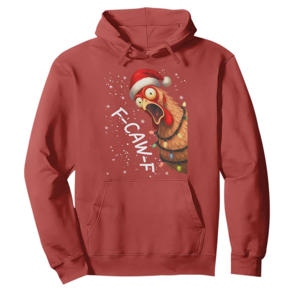 Funny F Caw F Chicken Christmas Hoodie Xmas Rooster Meme Santa Hat TS11 Red Print Your Wear