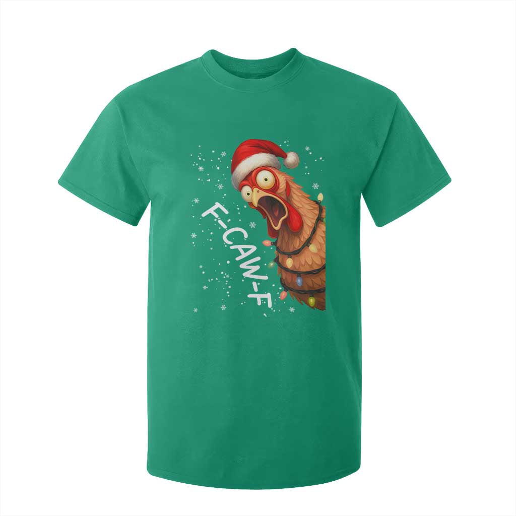 Funny F Caw F Chicken Christmas T Shirt For Kid Xmas Rooster Meme Santa Hat TS11 Irish Green Print Your Wear