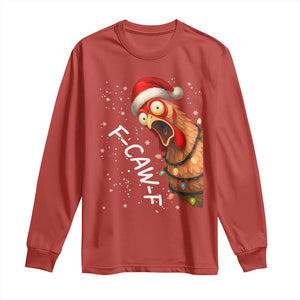 Funny F Caw F Chicken Christmas Long Sleeve Shirt Xmas Rooster Meme Santa Hat TS11 Red Print Your Wear