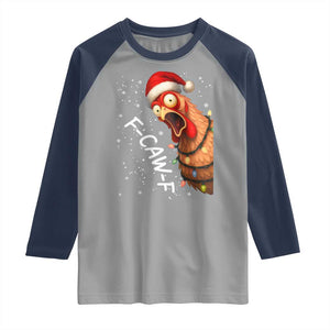 Funny F Caw F Chicken Christmas Raglan Shirt Xmas Rooster Meme Santa Hat TS11 Sport Gray Navy Print Your Wear