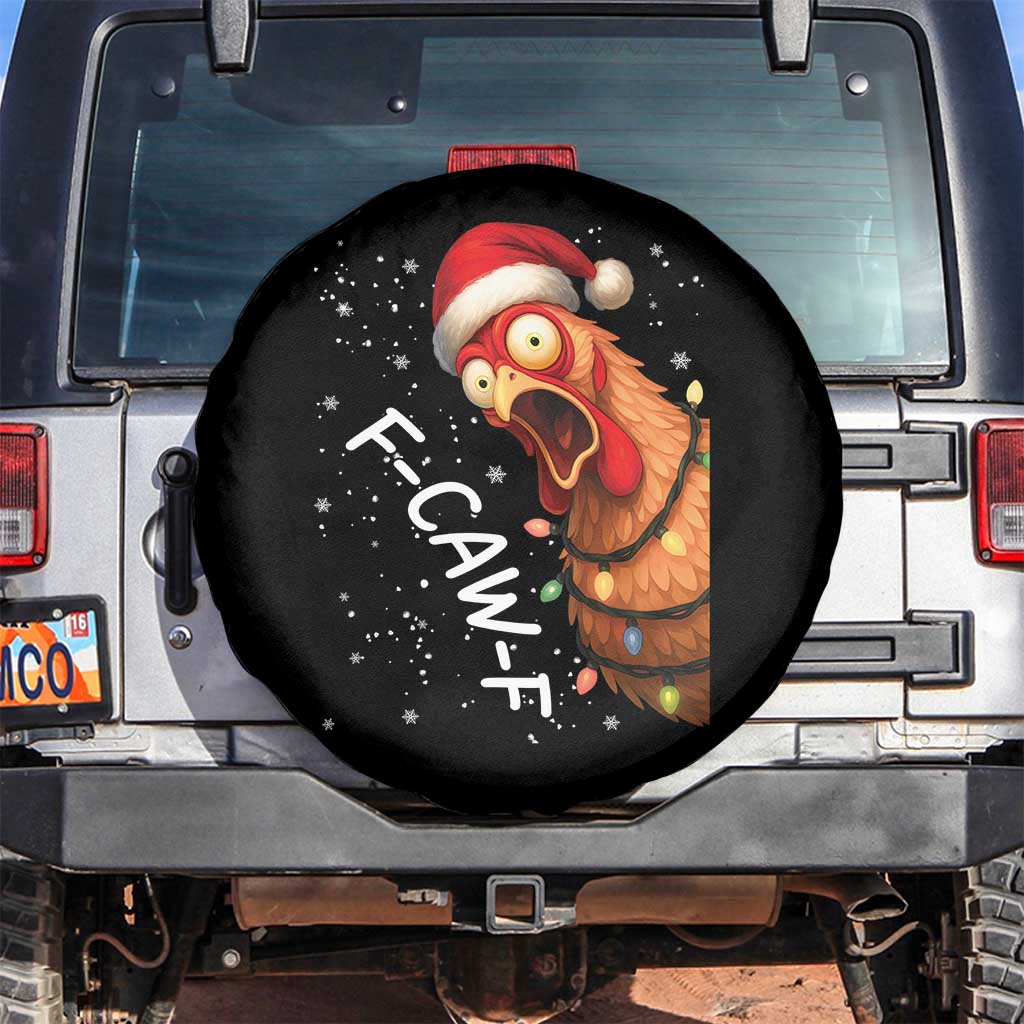Funny F Caw F Chicken Christmas Spare Tire Cover Xmas Rooster Meme Santa Hat TS11 No hole Black Print Your Wear
