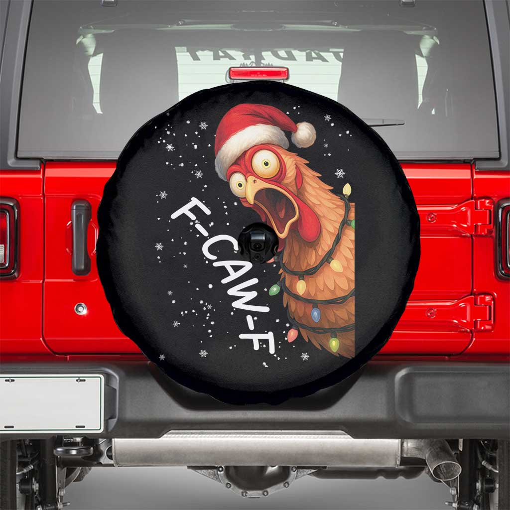 Funny F Caw F Chicken Christmas Spare Tire Cover Xmas Rooster Meme Santa Hat TS11 Black Print Your Wear