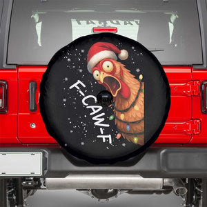 Funny F Caw F Chicken Christmas Spare Tire Cover Xmas Rooster Meme Santa Hat TS11 Black Print Your Wear