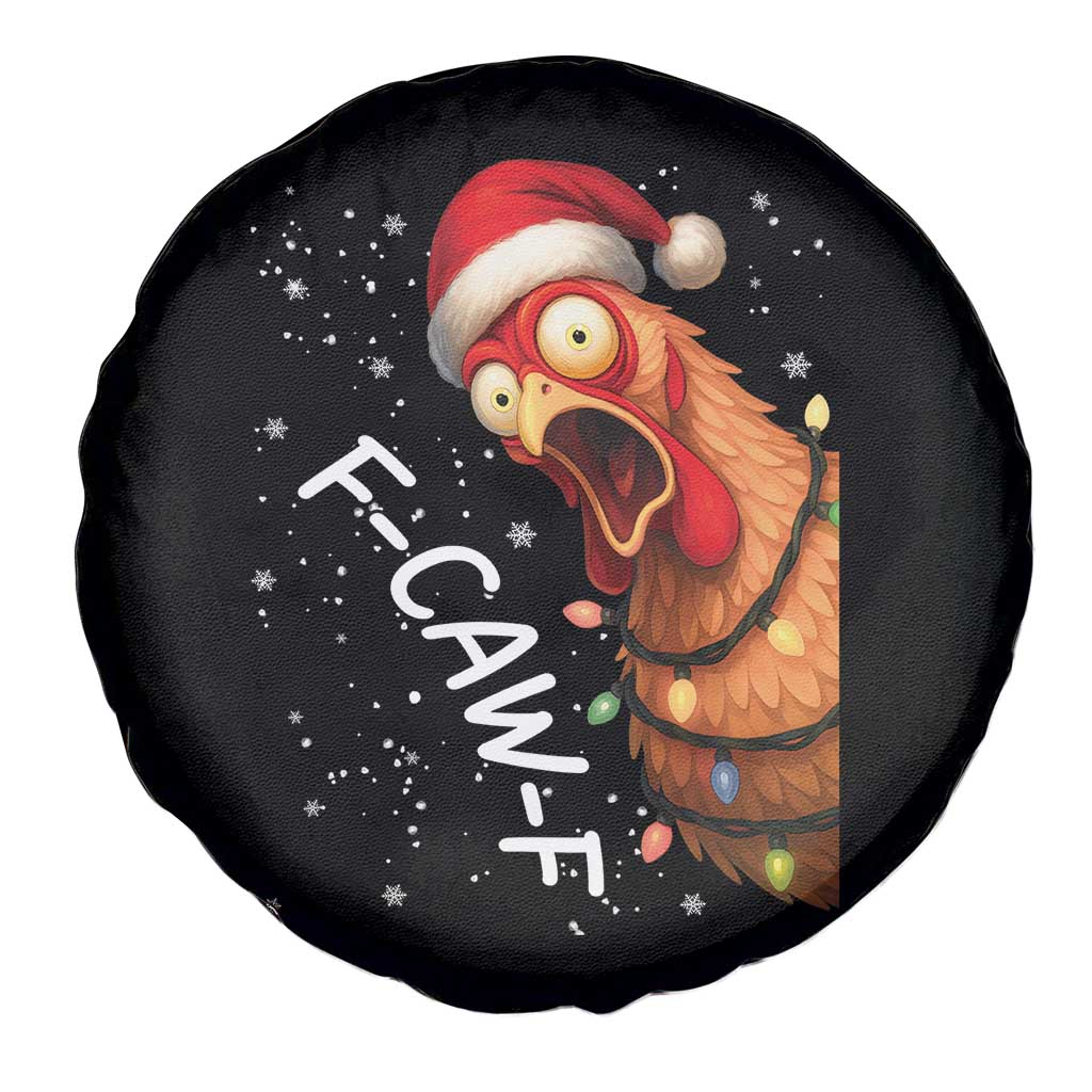 Funny F Caw F Chicken Christmas Spare Tire Cover Xmas Rooster Meme Santa Hat TS11 Print Your Wear