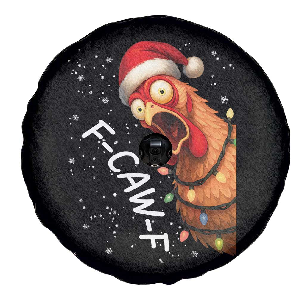 Funny F Caw F Chicken Christmas Spare Tire Cover Xmas Rooster Meme Santa Hat TS11 Print Your Wear