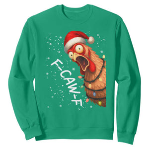 Funny F Caw F Chicken Christmas Sweatshirt Xmas Rooster Meme Santa Hat TS11 Irish Green Print Your Wear