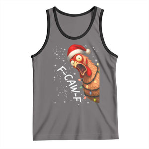 Funny F Caw F Chicken Christmas Tank Top Xmas Rooster Meme Santa Hat TS11 Deep Heather Black Print Your Wear