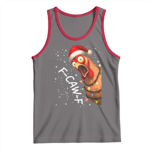 Funny F Caw F Chicken Christmas Tank Top Xmas Rooster Meme Santa Hat TS11 Deep Heather Red Print Your Wear