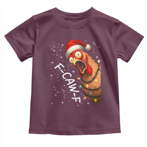 Funny F Caw F Chicken Christmas Toddler T Shirt Xmas Rooster Meme Santa Hat TS11 Maroon Print Your Wear