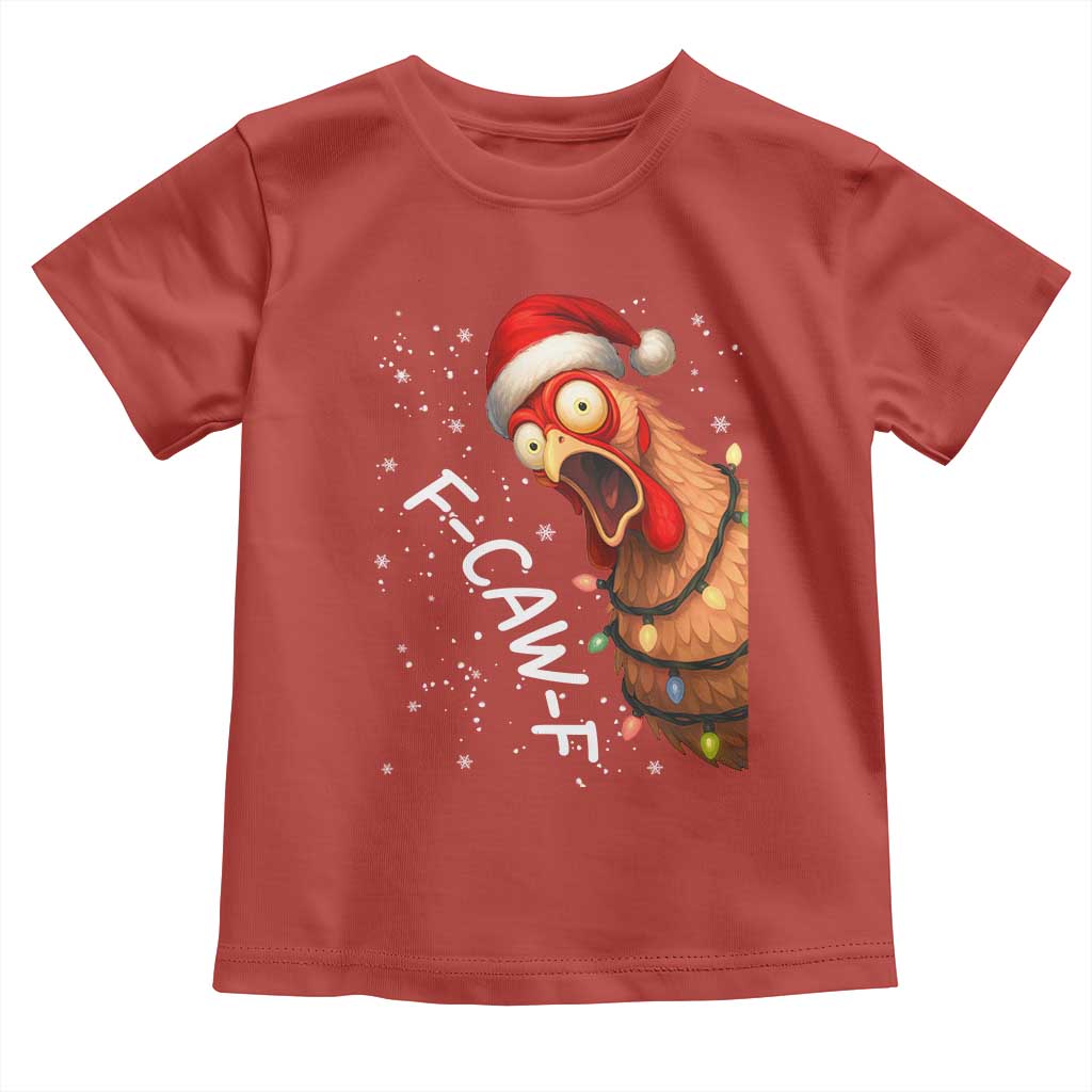 Funny F Caw F Chicken Christmas Toddler T Shirt Xmas Rooster Meme Santa Hat TS11 Red Print Your Wear