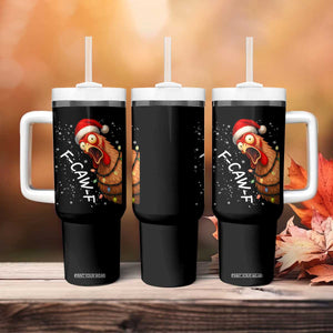 Funny F Caw F Chicken Christmas Tumbler With Handle Xmas Rooster Meme Santa Hat TS11 Print Your Wear