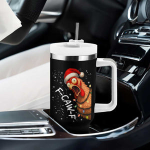 Funny F Caw F Chicken Christmas Tumbler With Handle Xmas Rooster Meme Santa Hat TS11 Print Your Wear