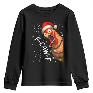 Funny F Caw F Chicken Christmas Youth Sweatshirt Xmas Rooster Meme Santa Hat TS11 Black Print Your Wear